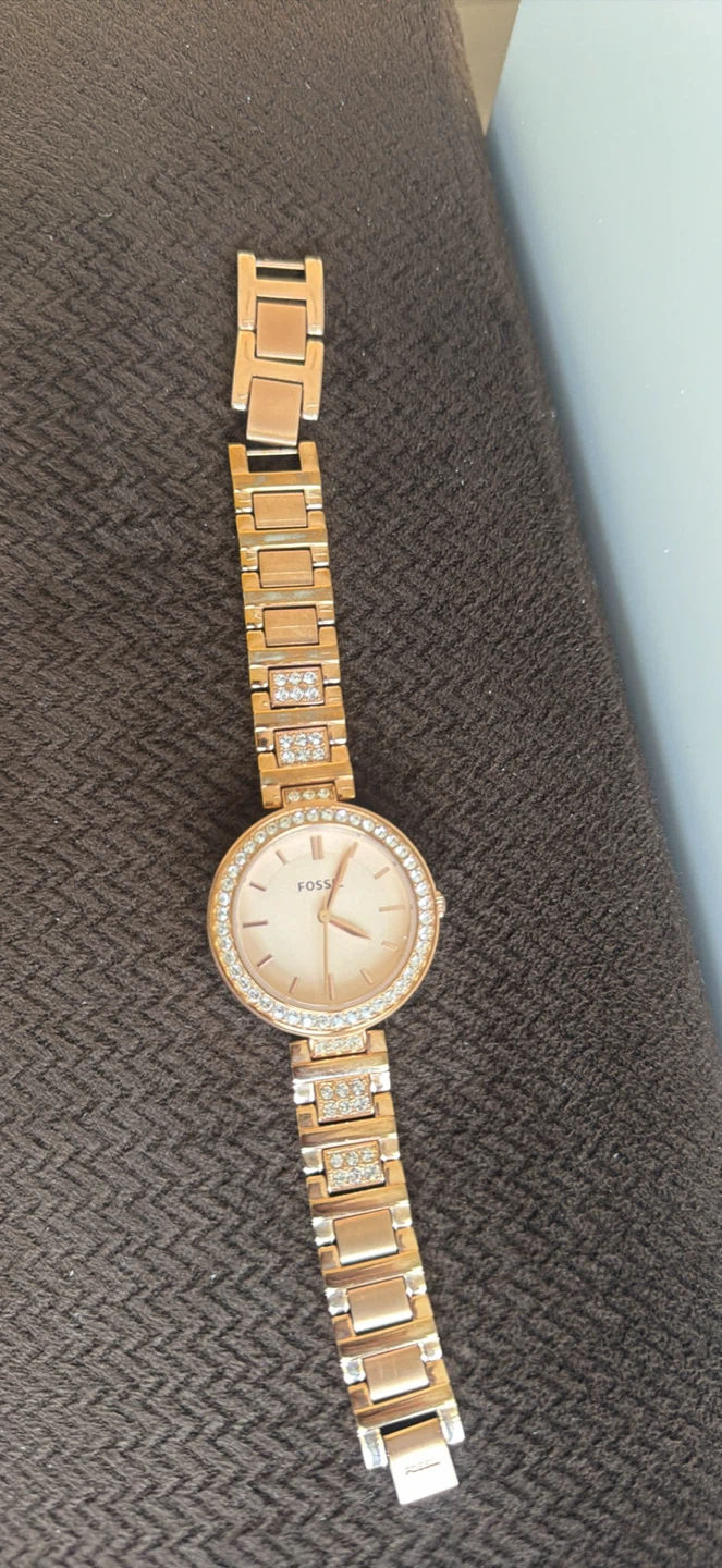 Fossil Rose Gold Watch with Crystal Accents