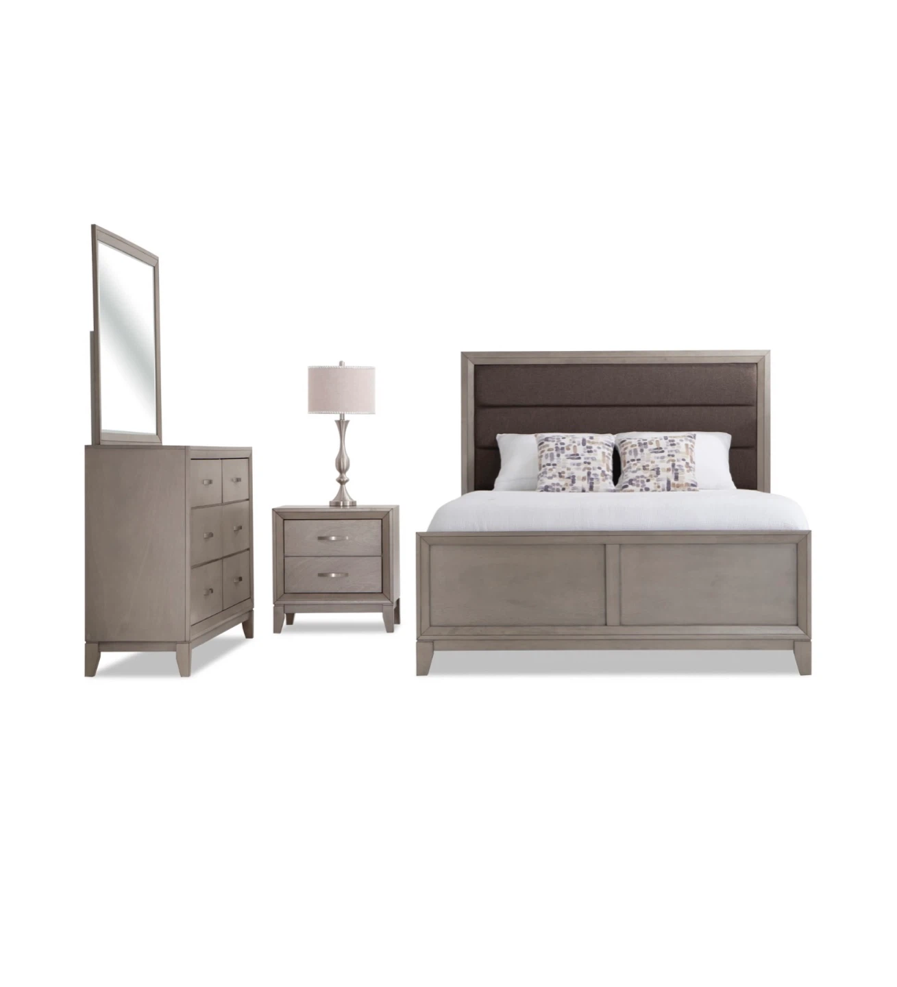 Tremont 4 Piece King Gray Panel Bedroom Set - photo 2