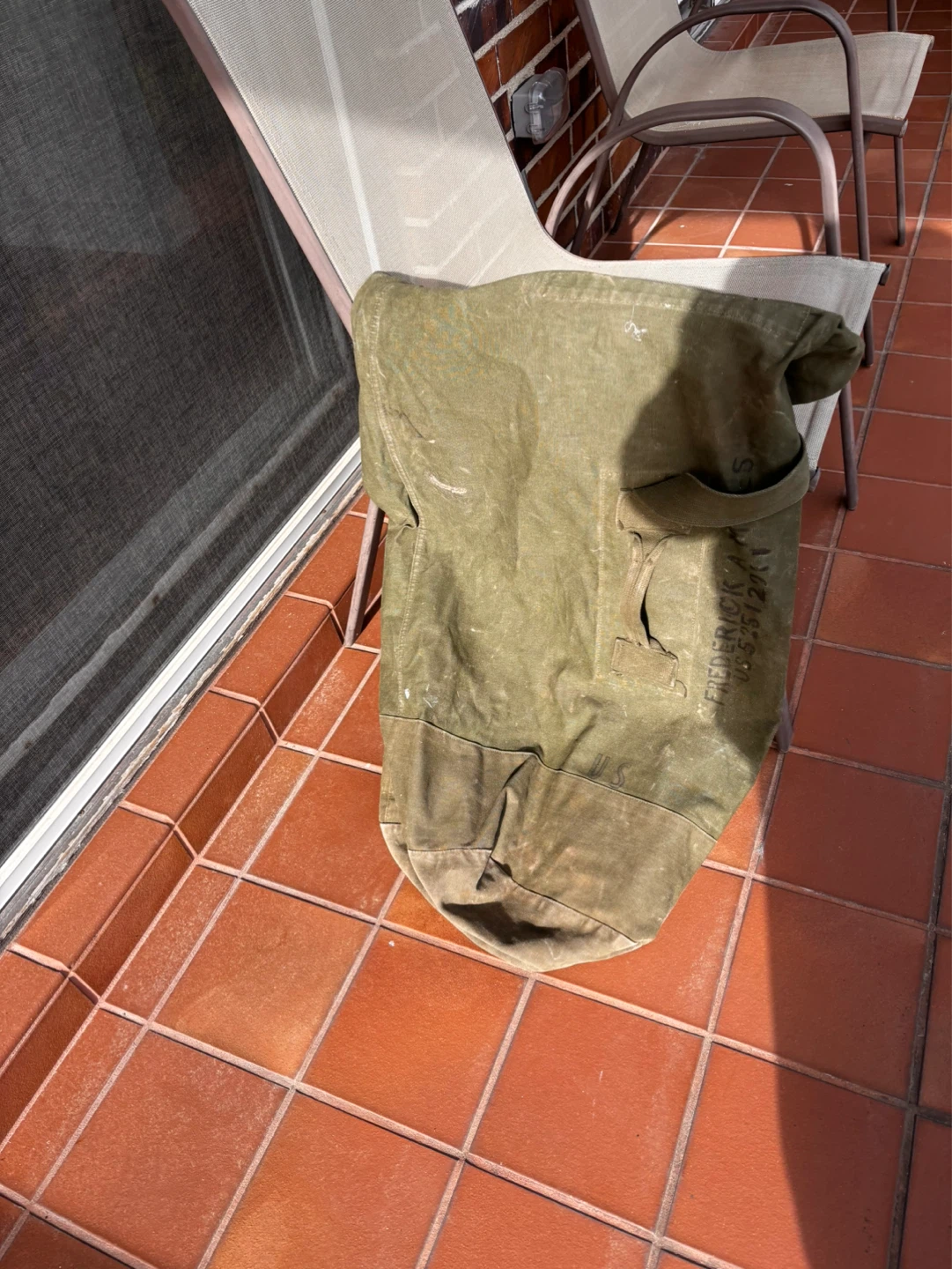 Vintage Olive Green Duffel Bag