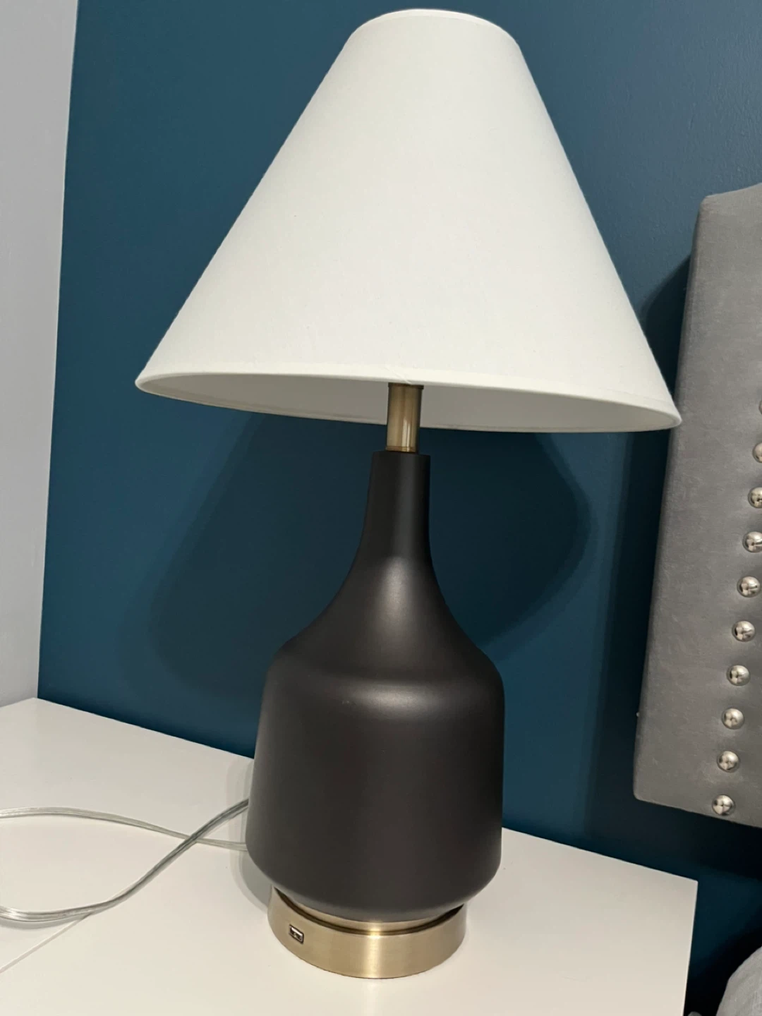 Pair of Black Table Lamps with USB Ports - photo 3