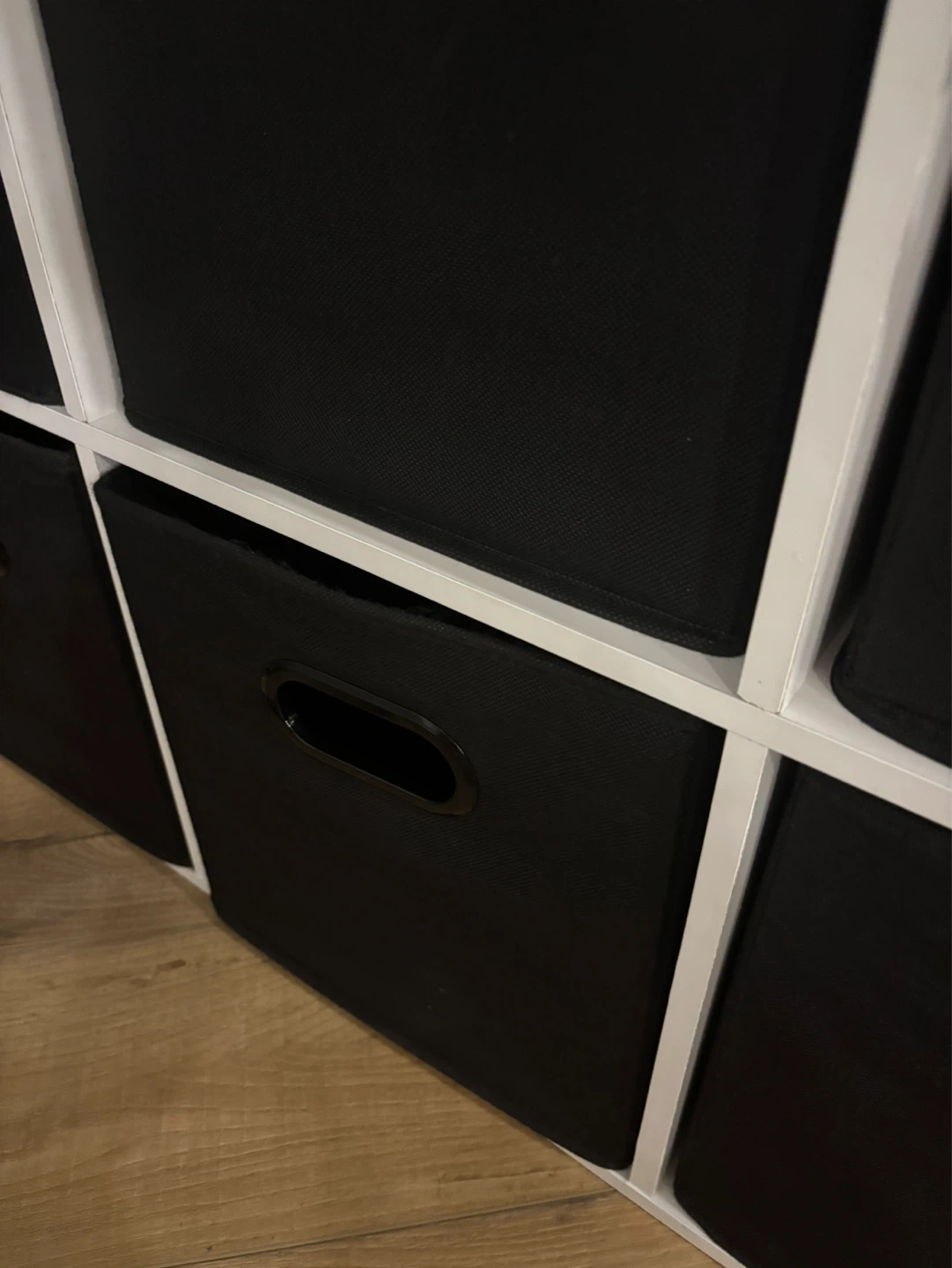 White 9-Cube Storage Unit with 6 Black Bins - photo 3