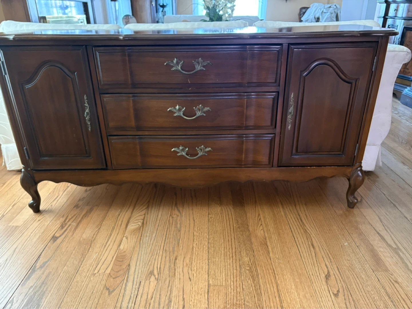 Vintage Wood Sideboard Buffet with Drawers and Cabinet Doors - photo 3