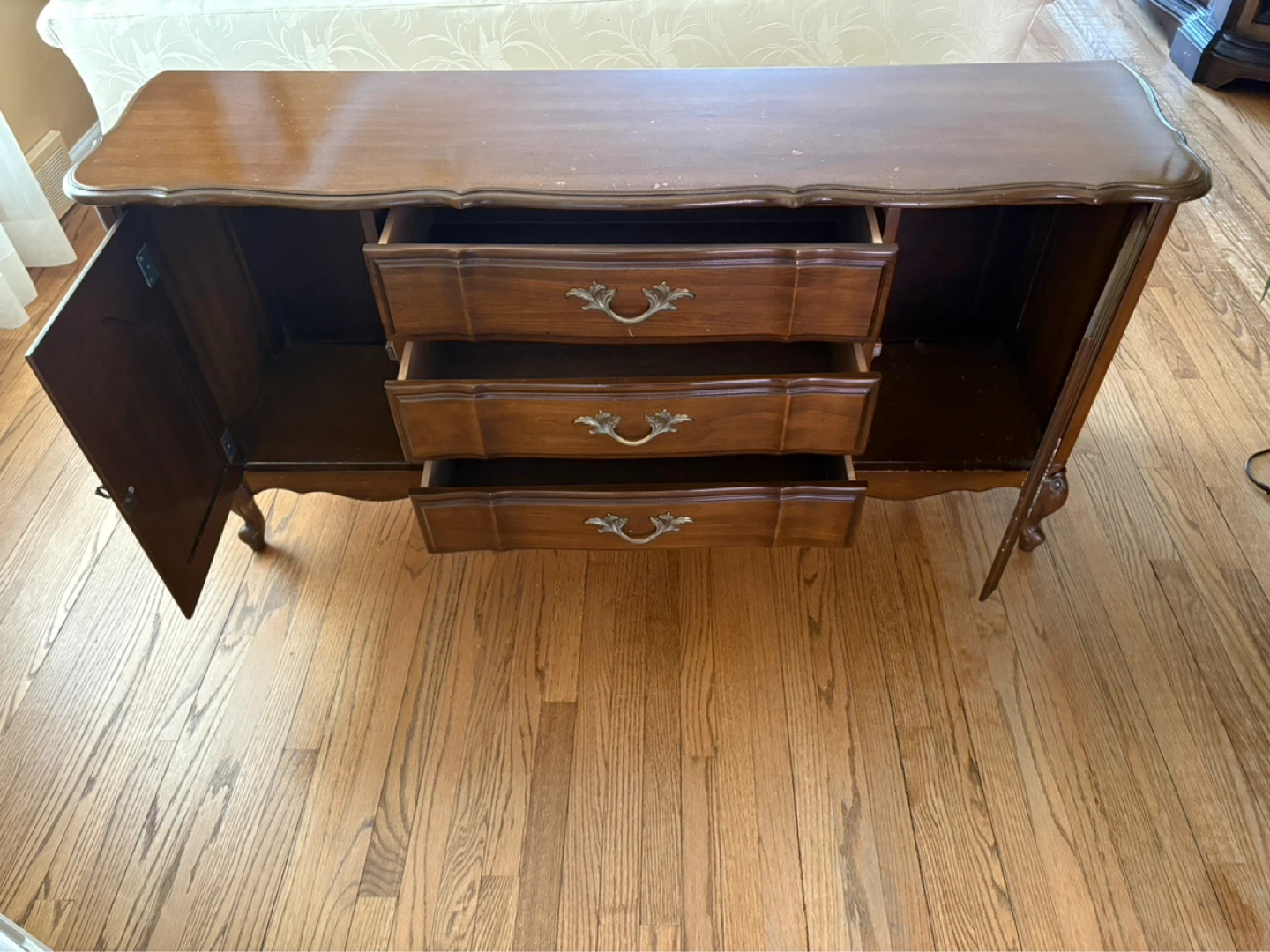 Vintage Wood Sideboard Buffet with Drawers and Cabinet Doors