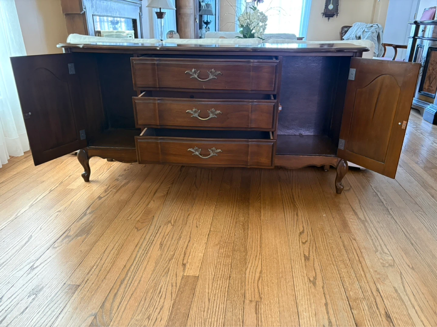 Vintage Wood Sideboard Buffet with Drawers and Cabinet Doors - photo 2