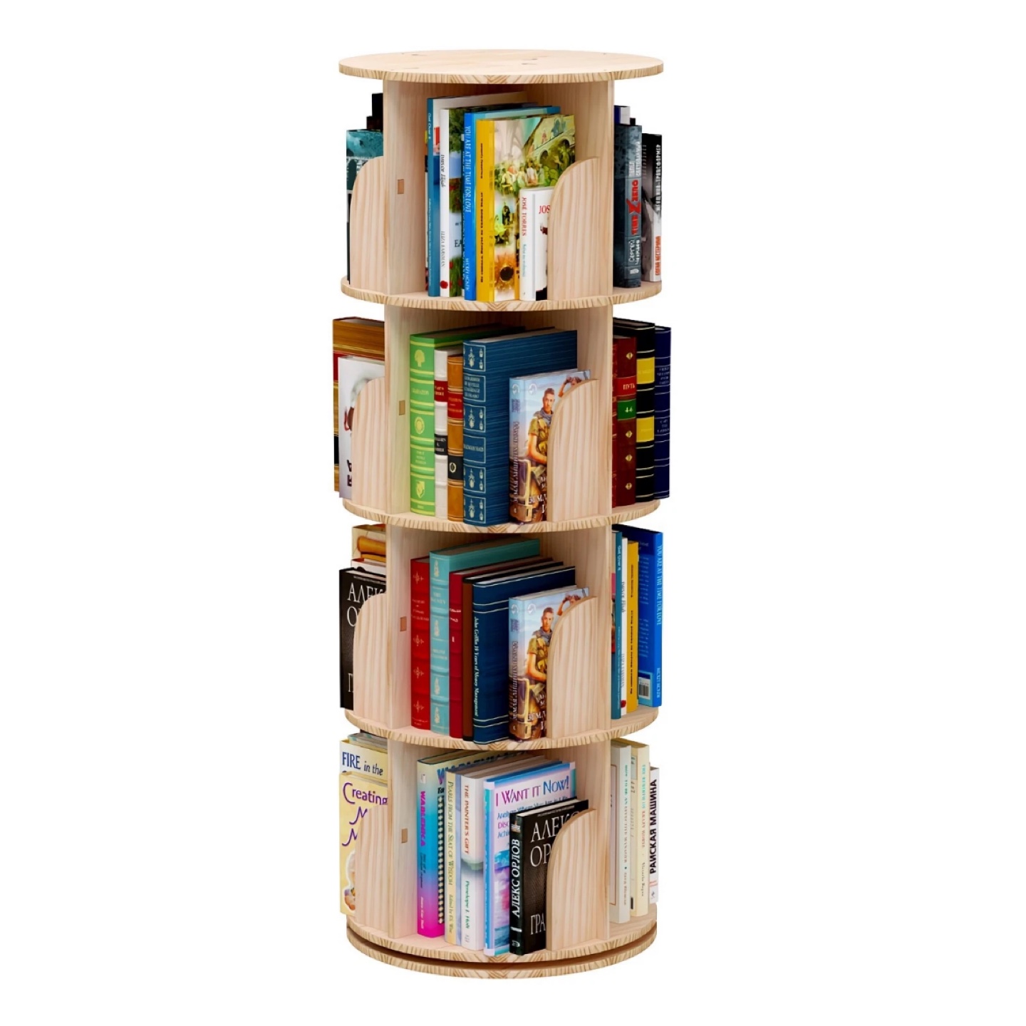 Rotating Wooden Bookshelf 360 Degree Spinning Bookcase - photo 3