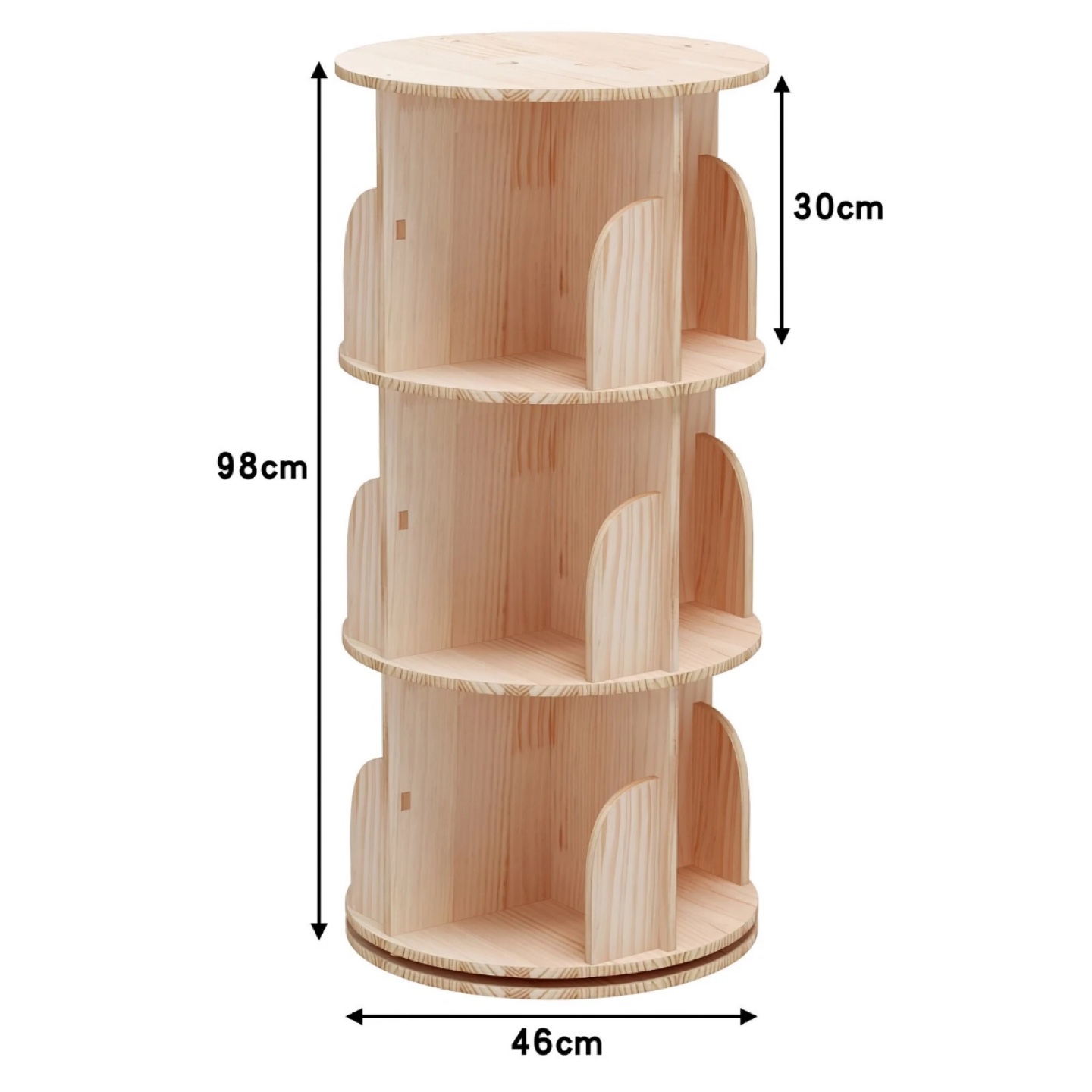 Rotating Wooden Bookshelf 360 Degree Spinning Bookcase - photo 4