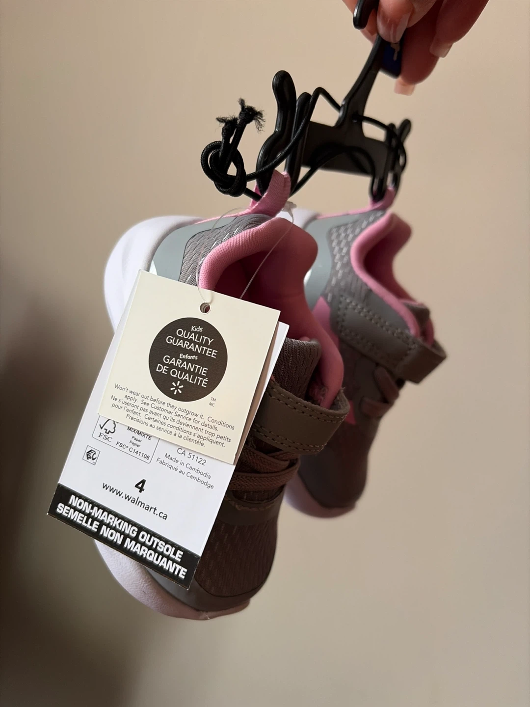 Athletic Works Toddler Girls Grey & Pink Sneakers Size 4 - photo 2
