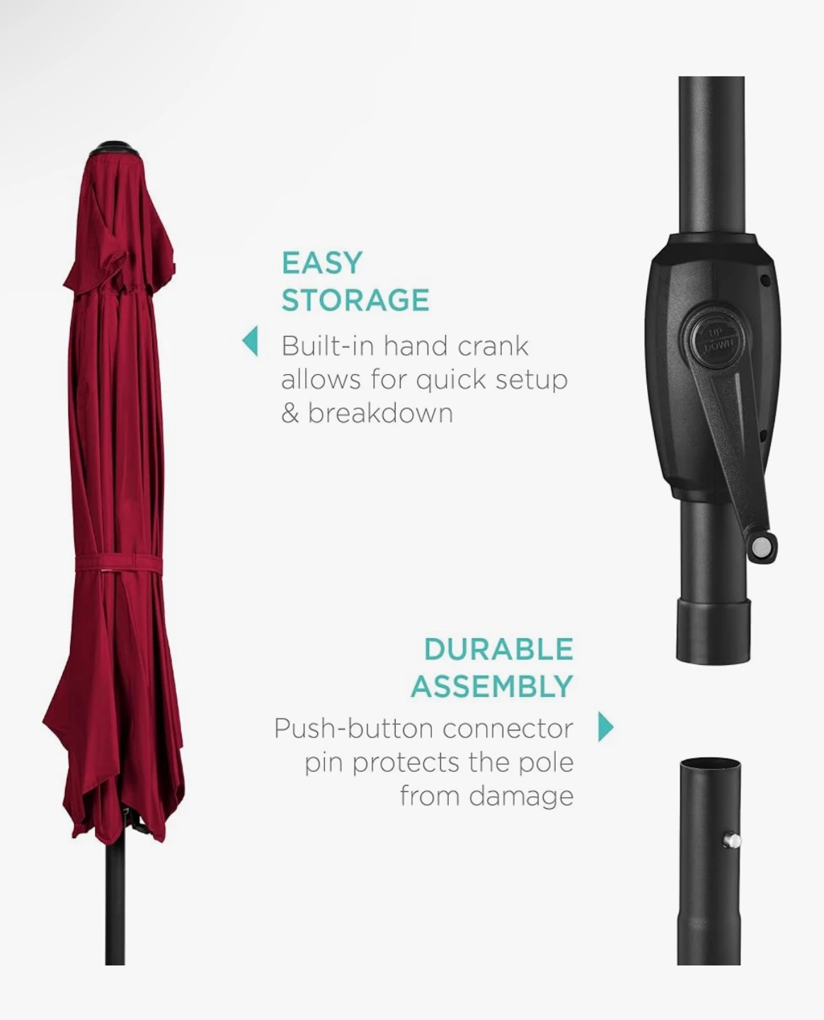 Burgundy Patio Umbrella 90" x 89" - photo 3