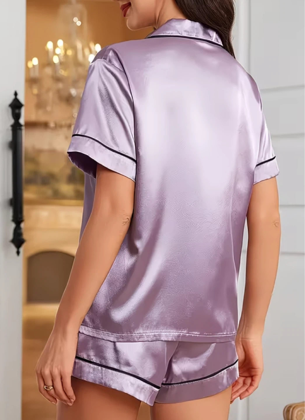 Women's Satin Pajama Set Light Purple - photo 3