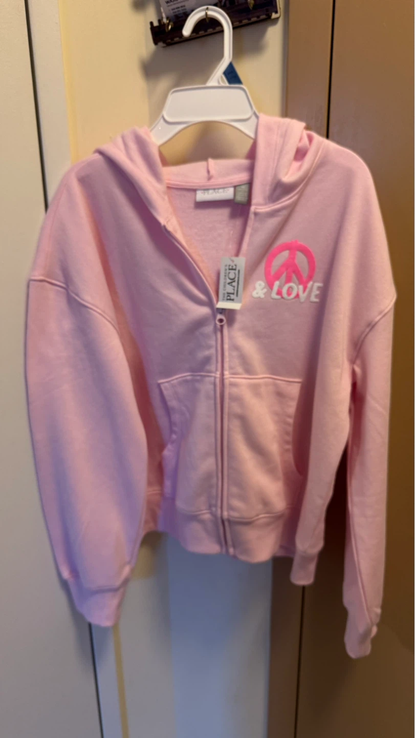 The Children's Place Pink  size 16 Peace & Love Zip-Up Hoodie - photo 2