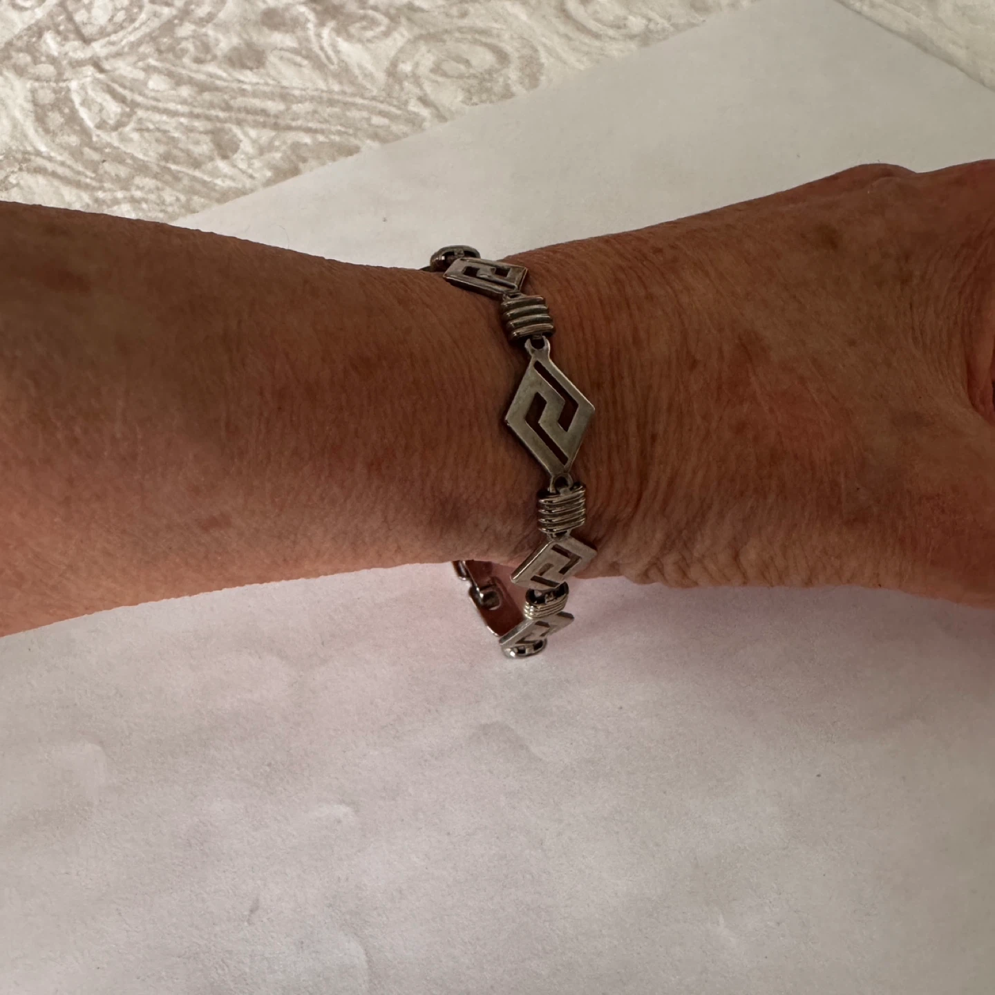 Sterling Silver Greek Key Link Bracelet - photo 4