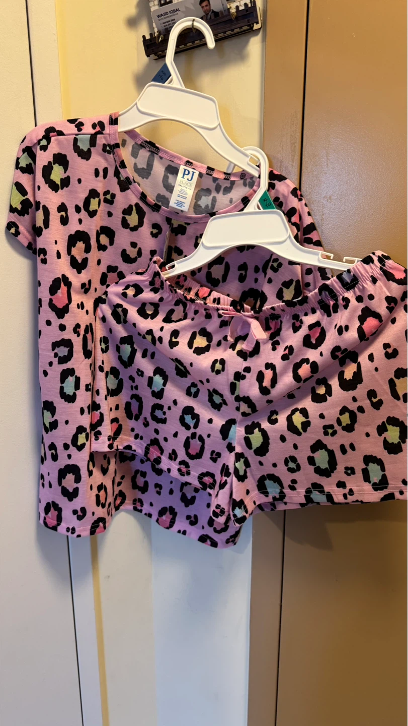 PJ Place Girls Pink Leopard Print Pajama Set - photo 2