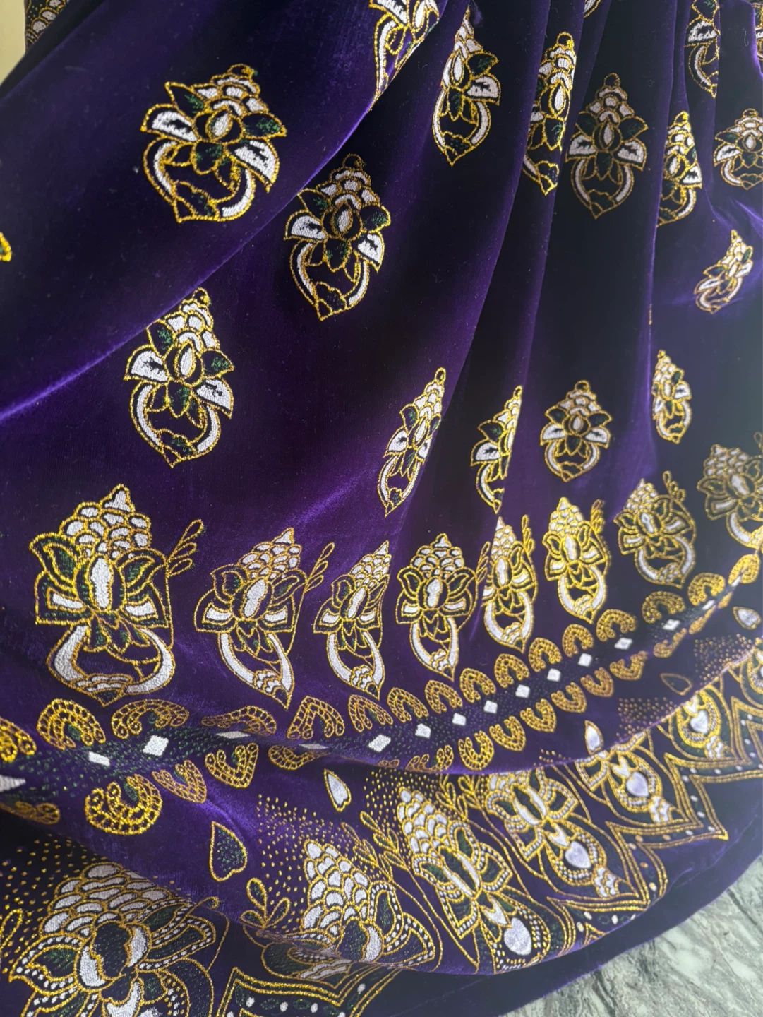 Purple Velvet Dress with Gold Embroidery - photo 2