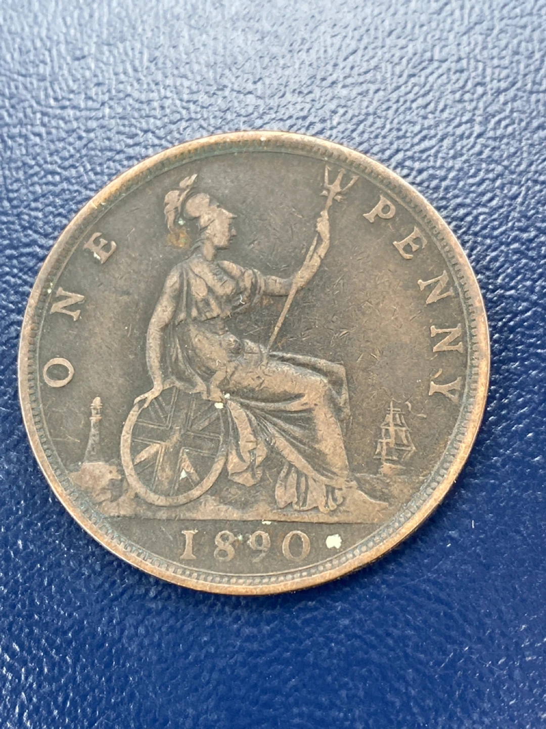1890 British Penny Coin - photo 2