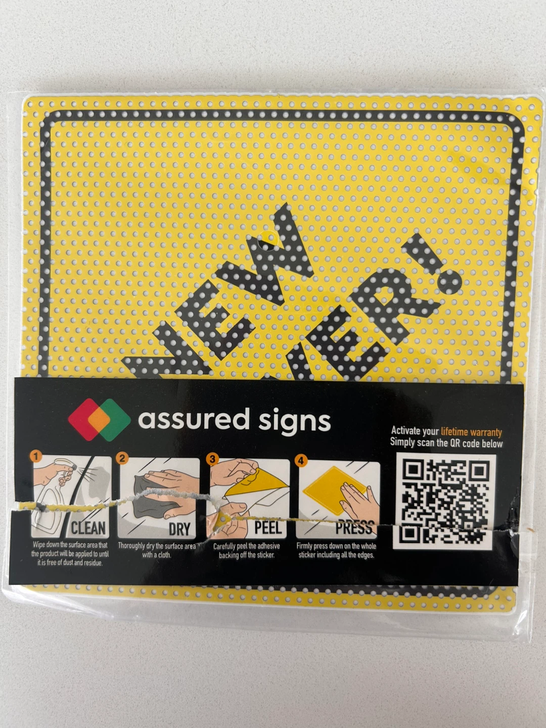 NEW DRIVER! Safety Decal - Yellow Perforated Window Sticker - photo 3