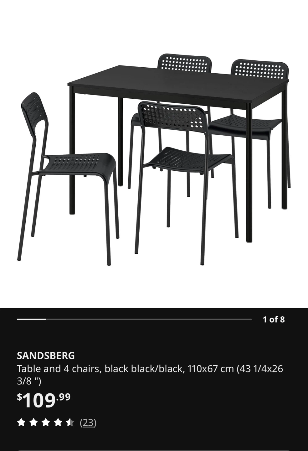 IKEA SANDSBERG Table and 4 Chairs