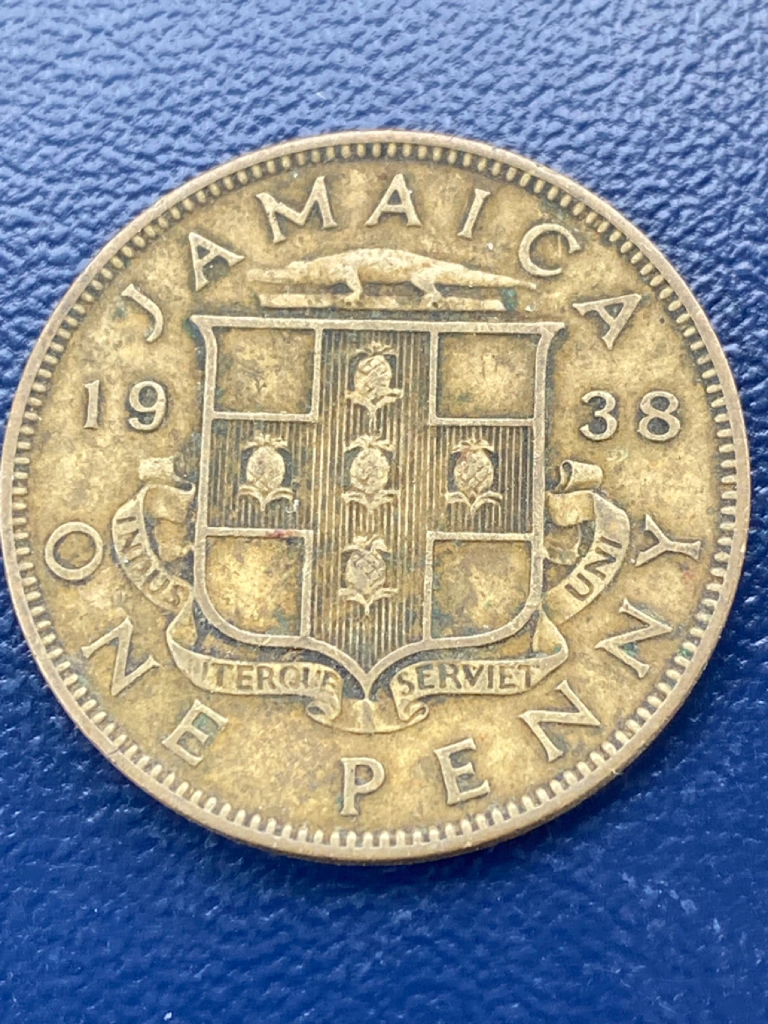 Jamaica 1938 One Penny Coin - photo 2