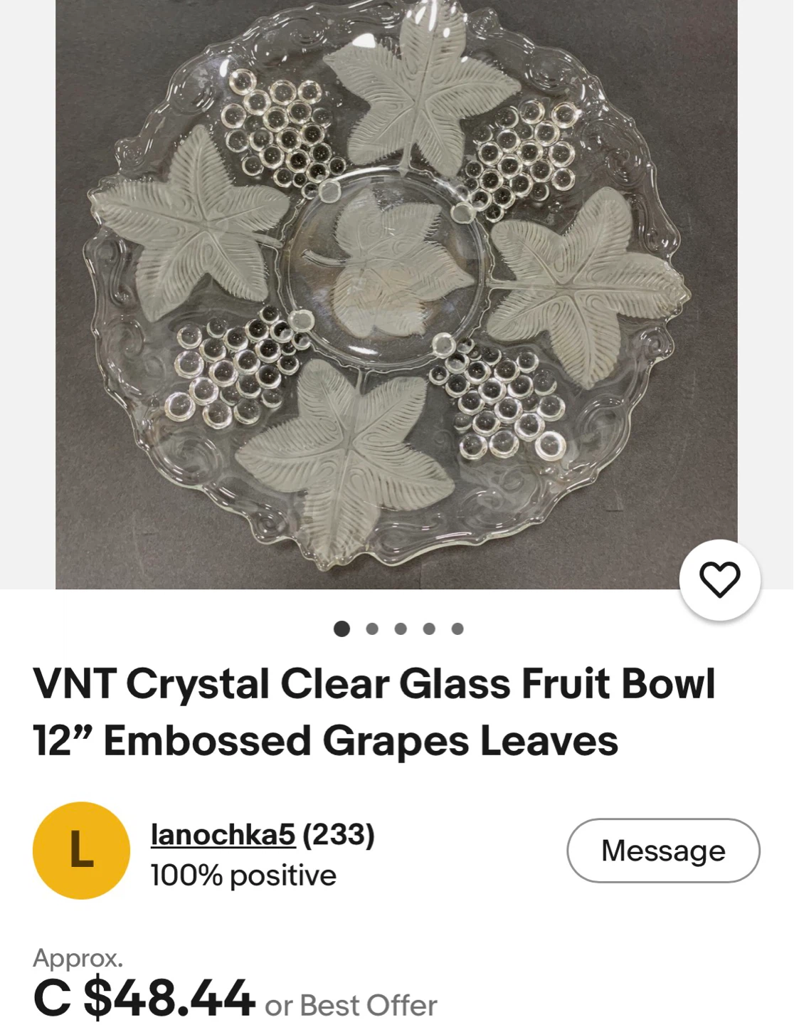 Soga Japanese Glass Embossed Grapes and Leaves Serving Bowl - photo 2