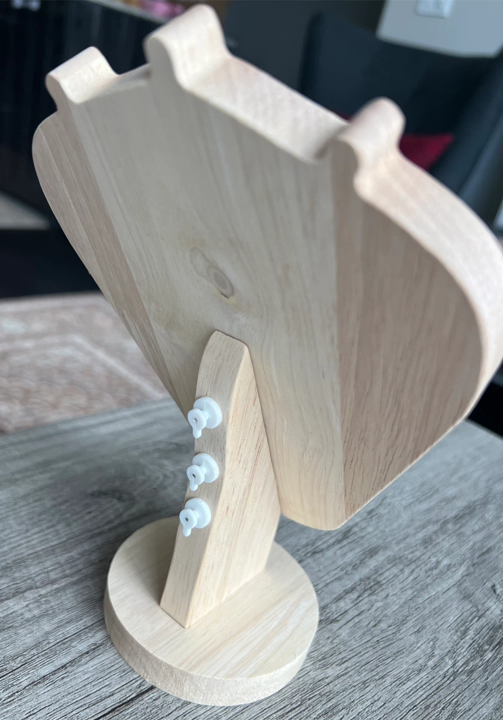 Wooden Necklace Display Stand - White Faux Leather - photo 3