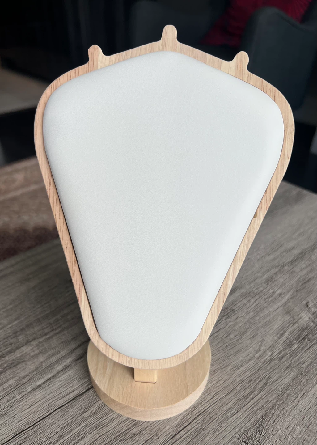 Wooden Necklace Display Stand - White Faux Leather - photo 2