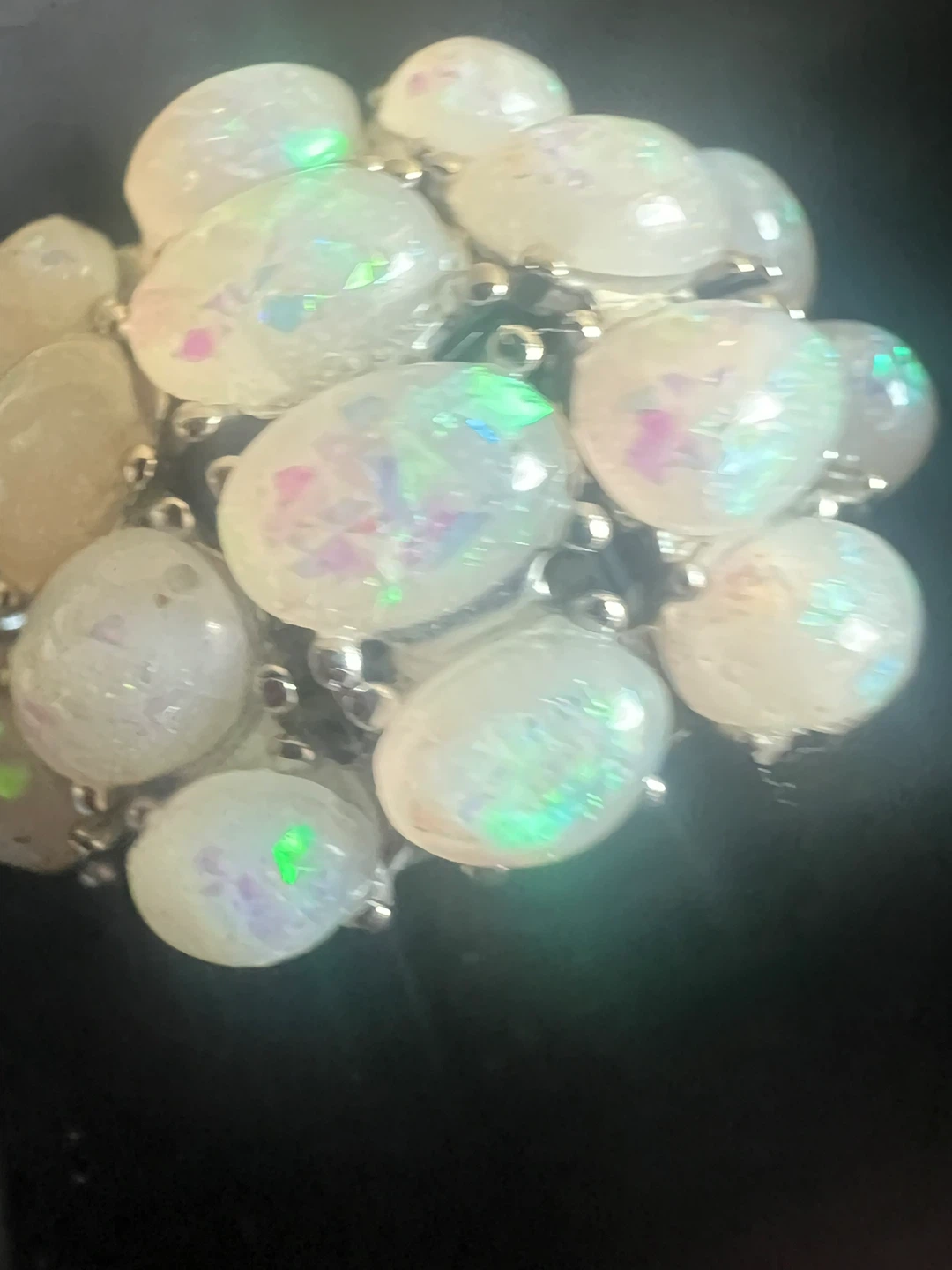 Sterling Silver Opal Cluster Ring - photo 4