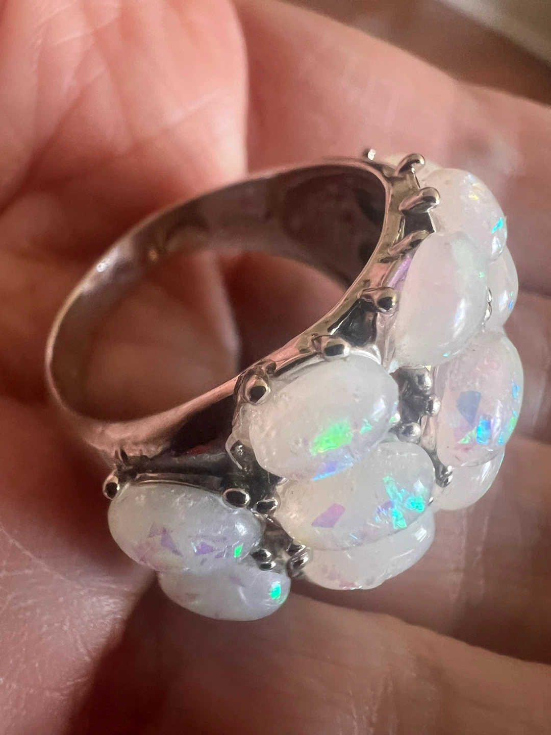 Sterling Silver Opal Cluster Ring - photo 2