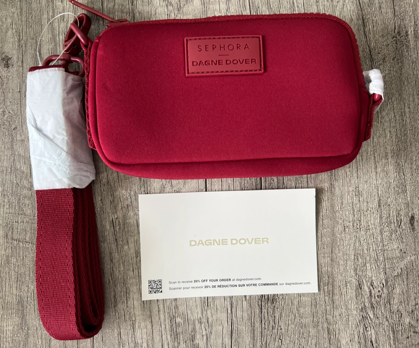 Sephora x Dagne Dover Red Neoprene Pouch with Strap