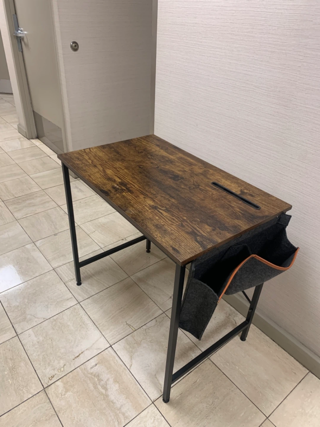 Wood-look Desk with Organizer Pouch