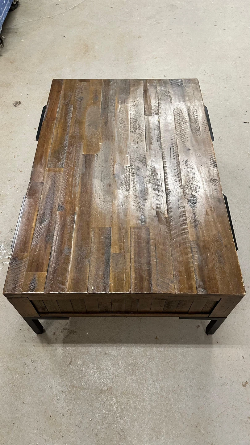 Rustic Wood Coffee Table with Storage - photo 2