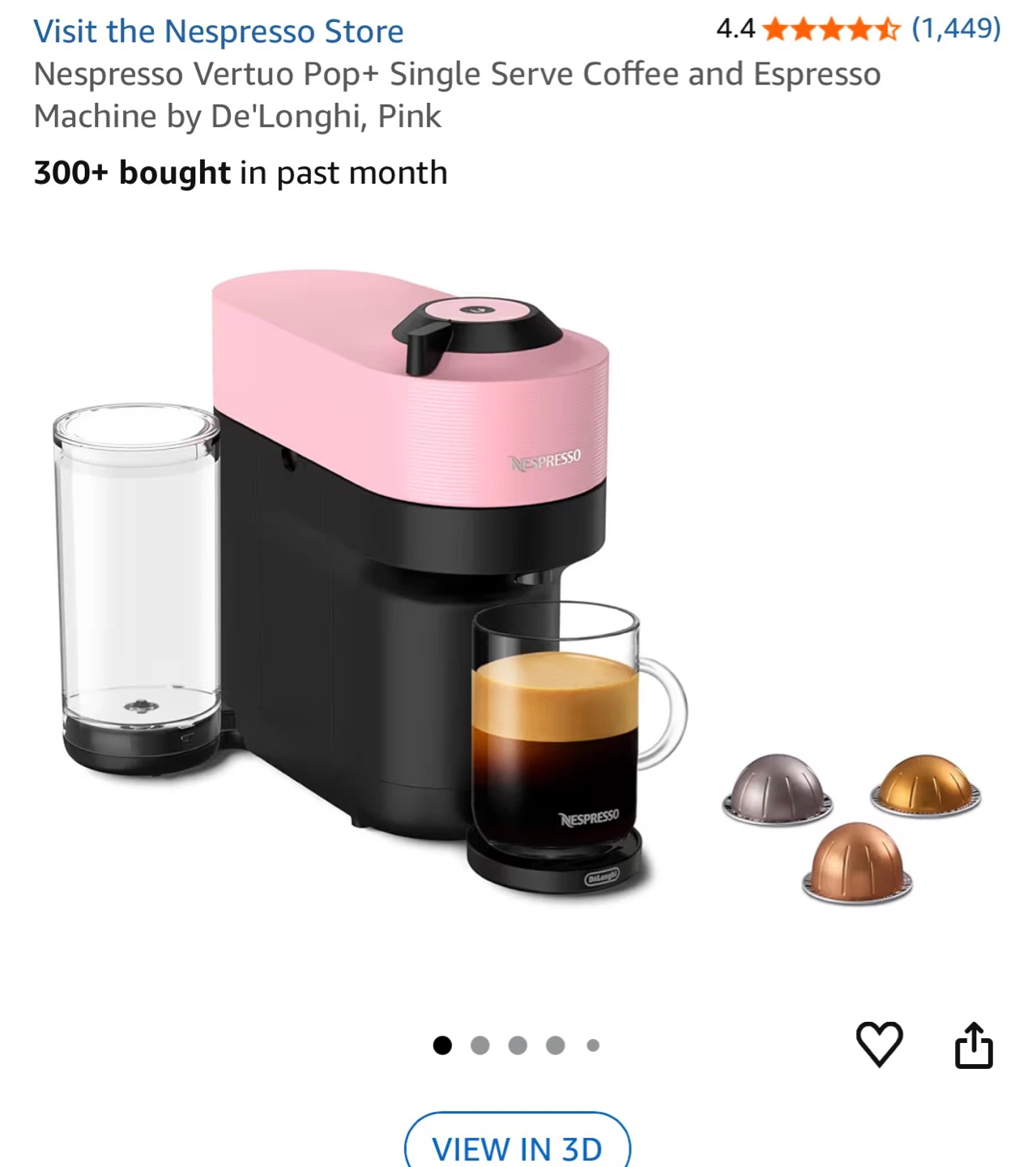 Nespresso Vertuo Pop+ Coffee Machine by De'Longhi, Pink - photo 3