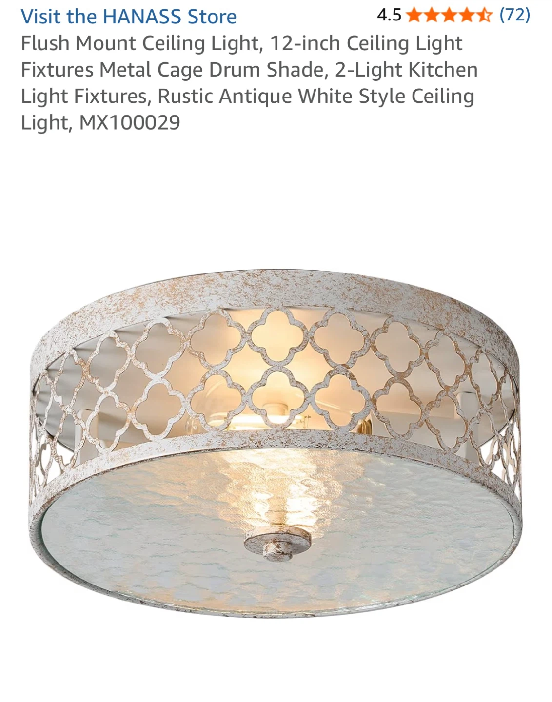 HANASS Flush Mount Ceiling Light - 12-inch, White Gold