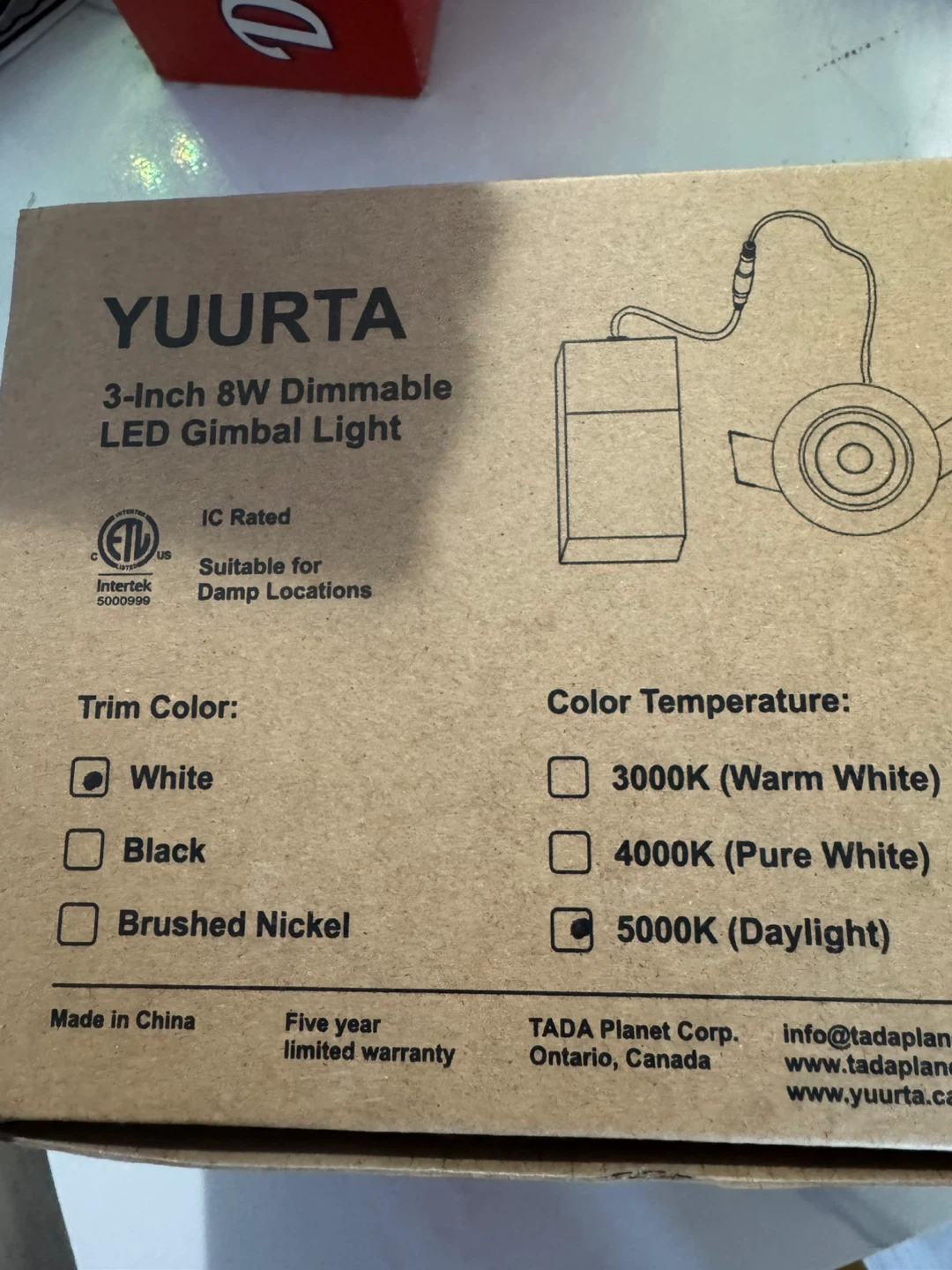 YUURTA 3-Inch 8W Dimmable LED Gimbal Light - 5000K Daylight - photo 2