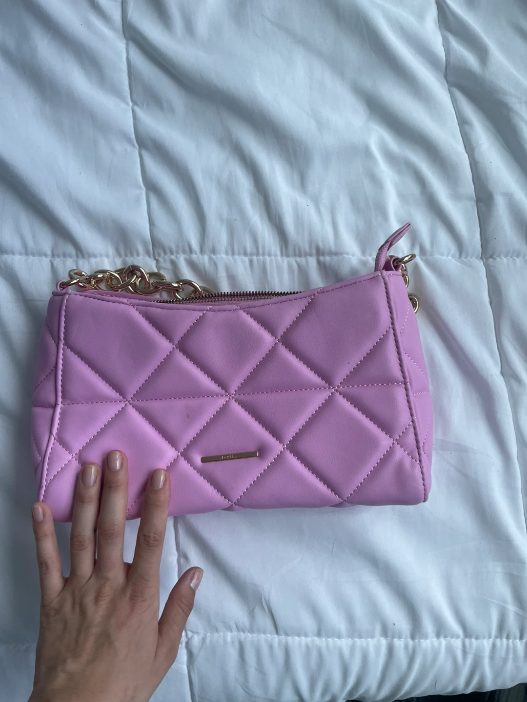 Bershka Pink Quilted Shoulder Bag