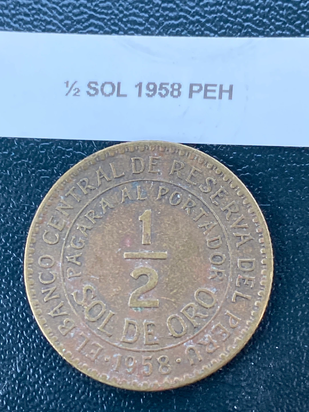 1958 Peru 1/2 Sol Coin - photo 2