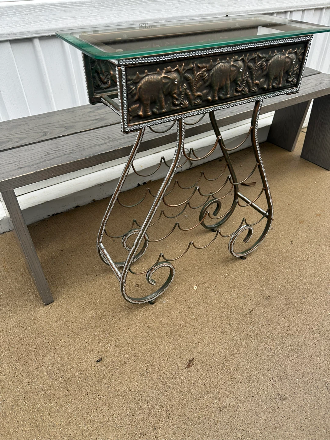 Decorative Elephant Planter Stand with Glass Top - photo 2