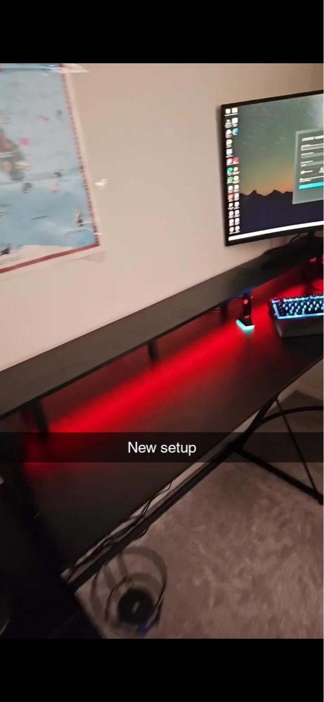 Black L shaped Gaming Desk with RGB Lighting free chair included - photo 2