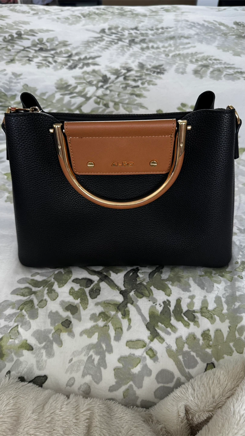 ALDO Black Faux Leather Top Handle Bag