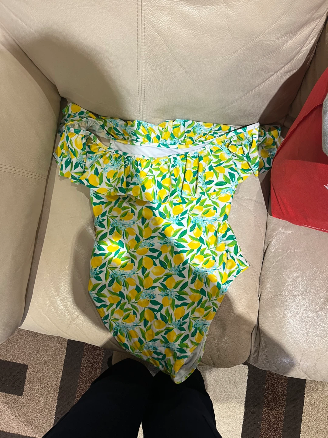 Women's Lemon Print Off-the-Shoulder One-Piece Swimsuit - photo 2