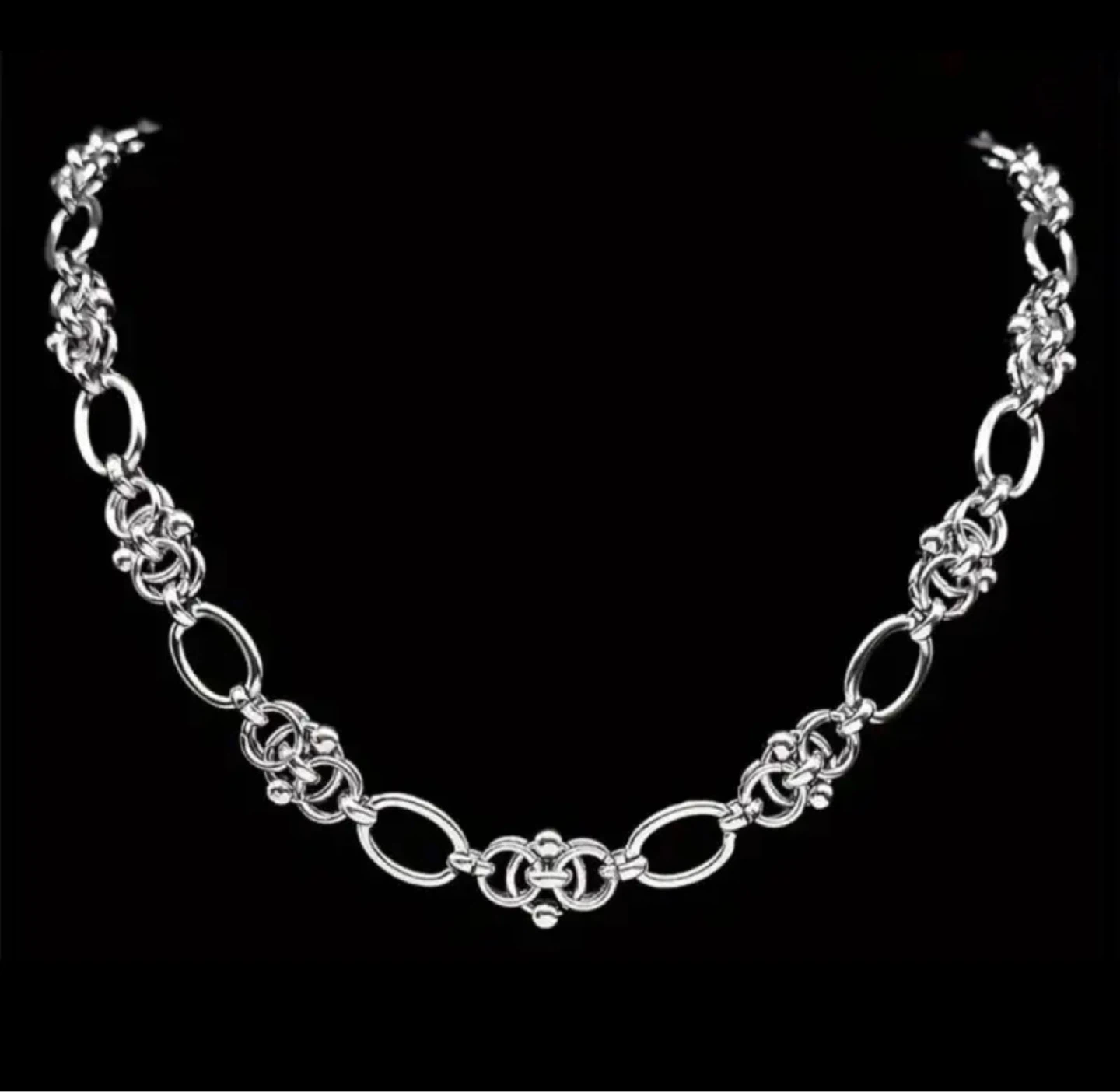 New Unique heavy thick Silver SS intricate link Chain Necklace
