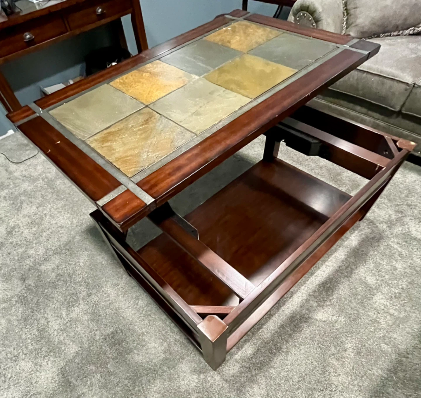 Lift Top Coffee Table with Slate Inlay - photo 3