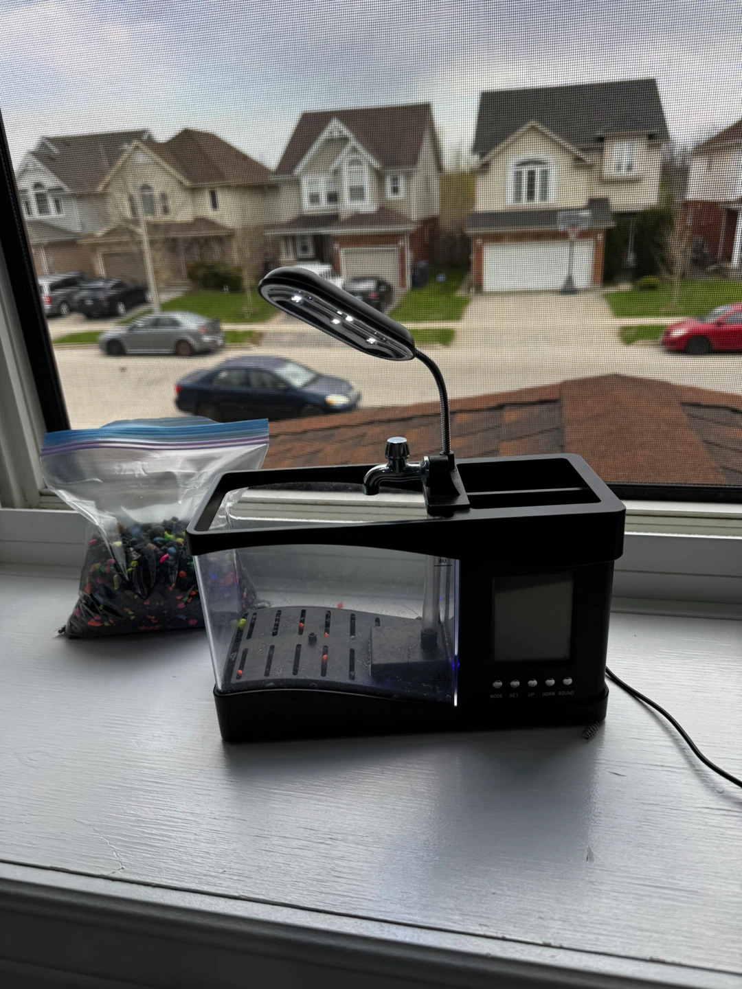 Black Desktop Aquarium with LED Light