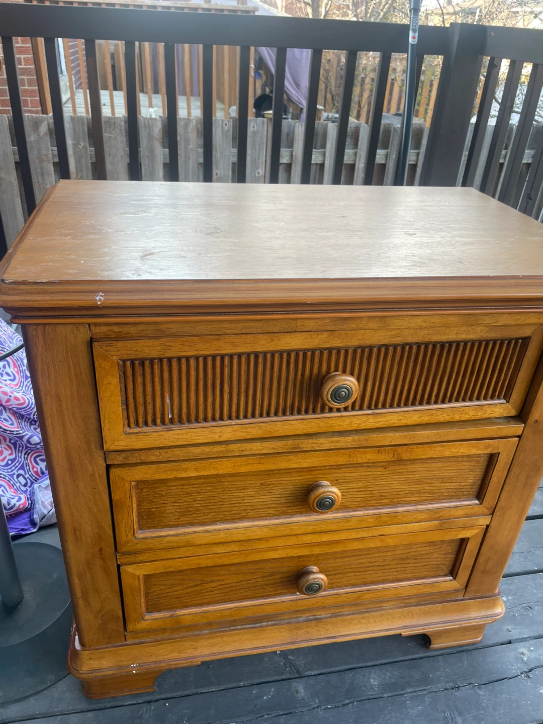 Wooden Nightstand with 3 Drawers
