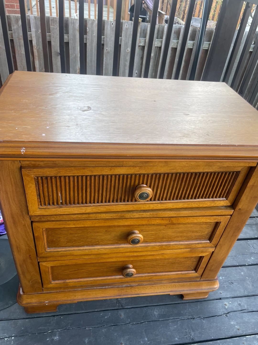 Wooden Nightstand with 3 Drawers - photo 2