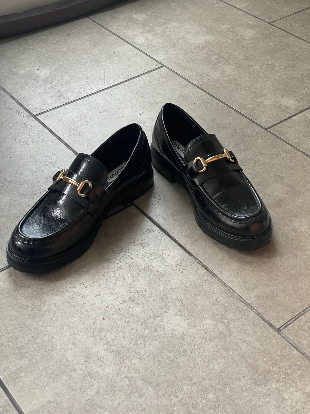 Steve Madden Loafers Black Leather Size 10 - photo 2