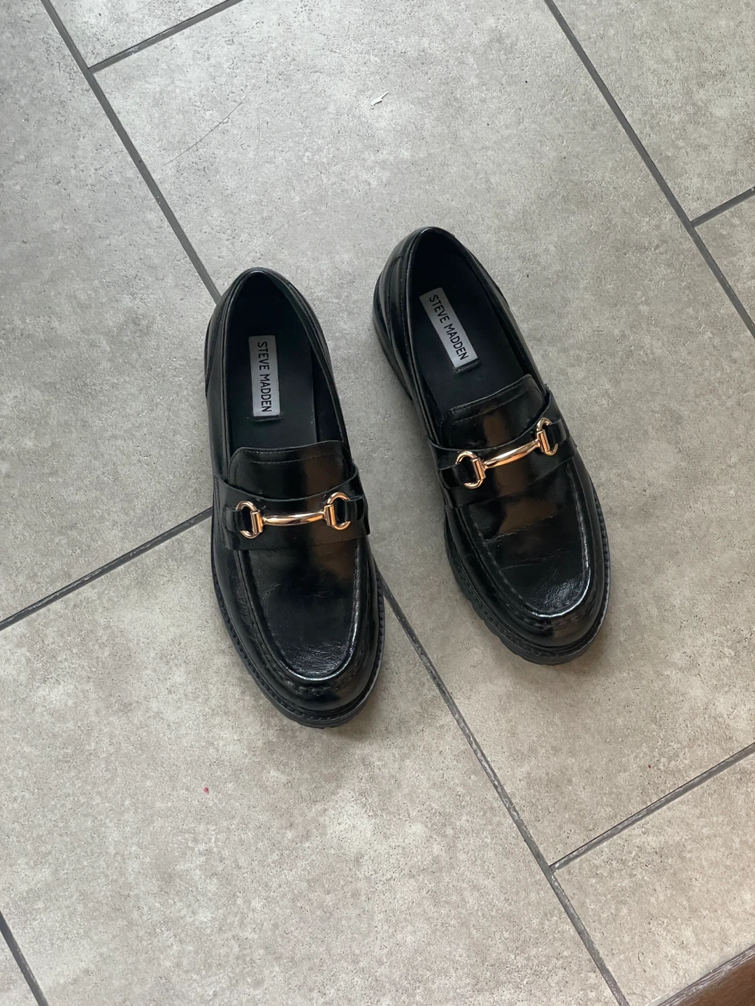 Steve Madden Loafers Black Leather Size 10 - photo 3