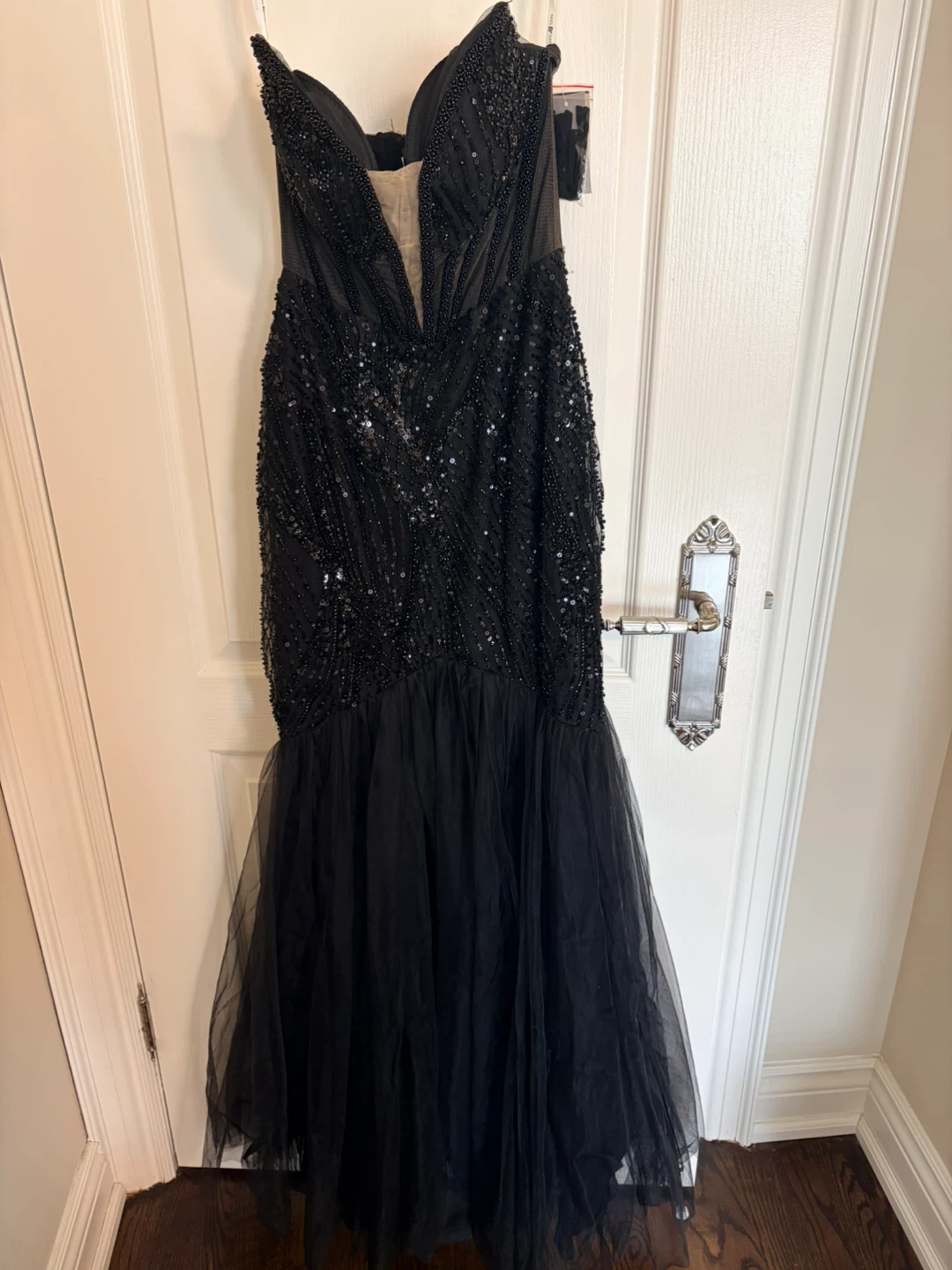 Black Novelty Beaded Mermaid Gown - photo 2