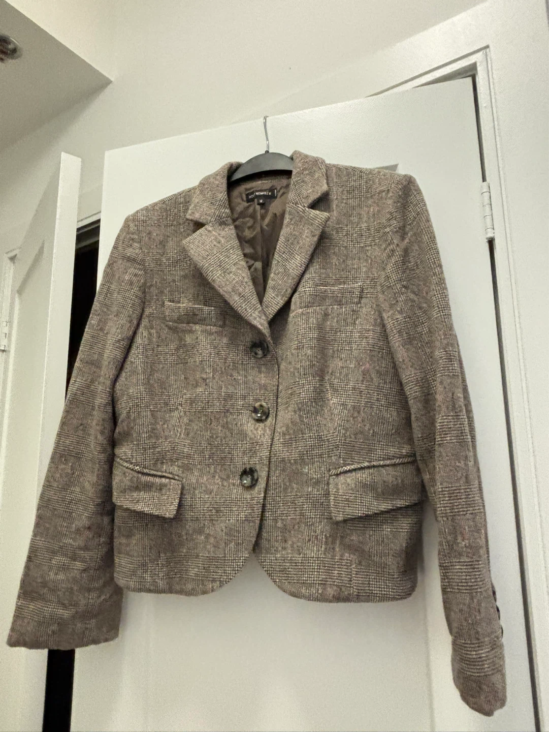 Holt Renfrew wool Plaid Blazer - Size 12