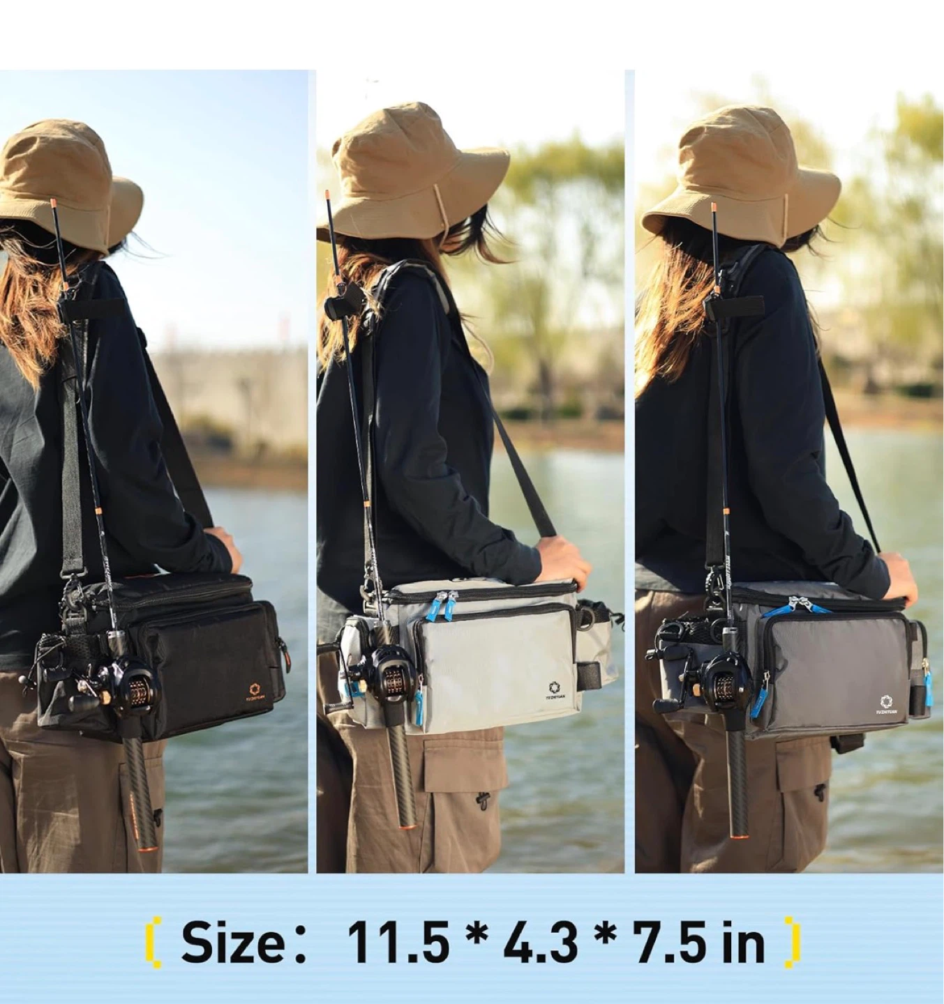 YUZHIYUAN Small Fishing Tackle Bag - Light Grey - photo 3