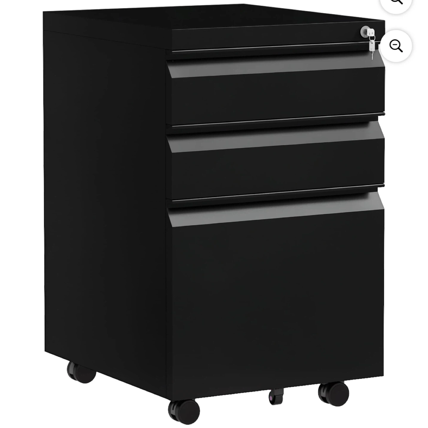Steel 3-Drawer File Cabinet with Lock, Integrated Handles a