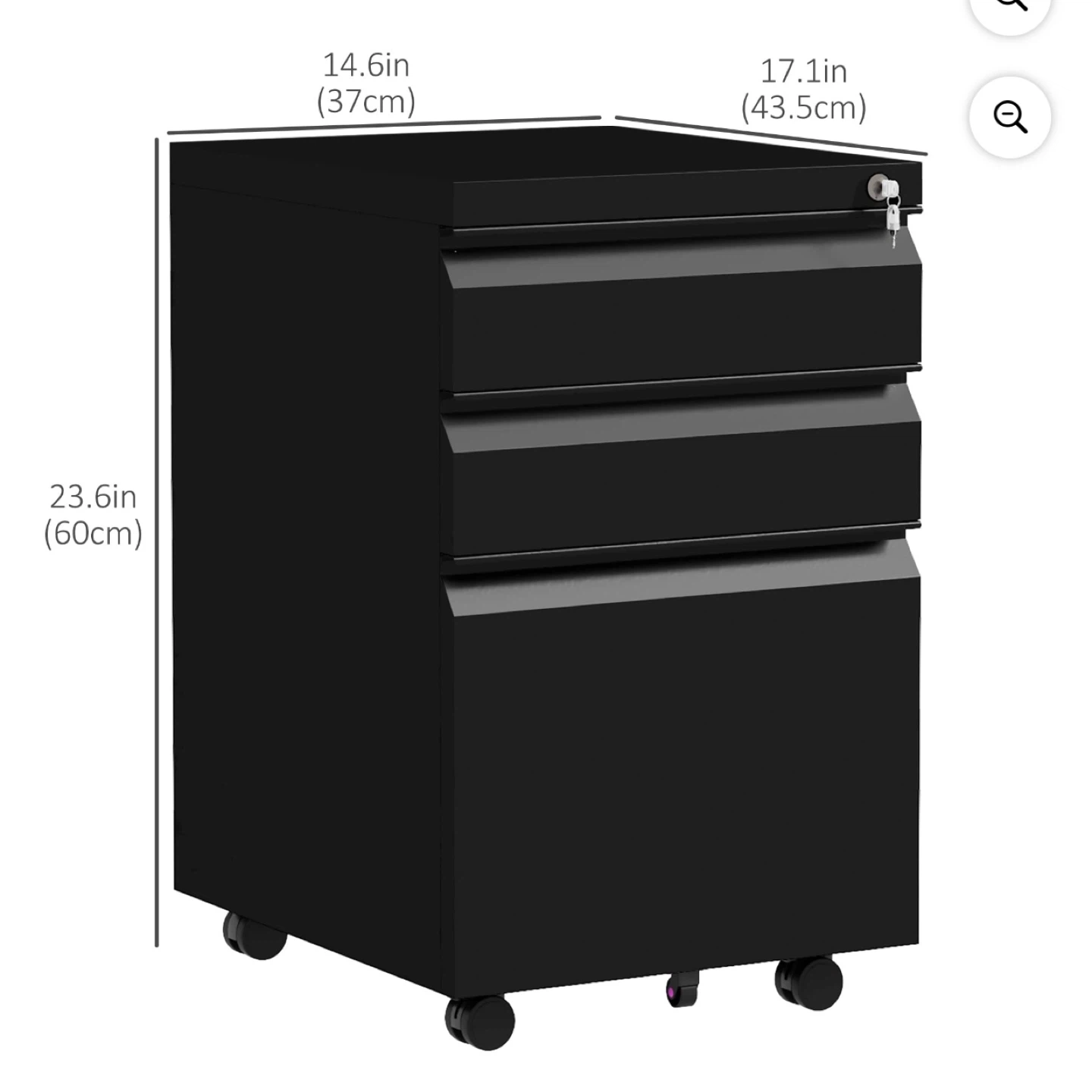 Steel 3-Drawer File Cabinet with Lock, Integrated Handles a - photo 3